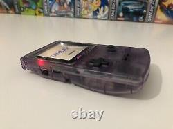 Gameboy Colour with Backlit IPS V2 Screen Mod Custom Atomic Purple Shell Q5