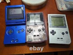 Lot Gameboy Color, Pocket, & Advance SP Blue with 31 Games (GBA & Pokemon Games)