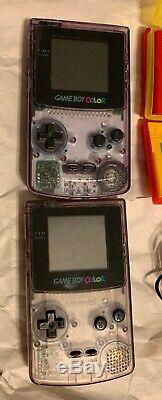 Lot of 2 Nintendo Game Boy Color Atomic Purple Systems +8 Games SEE DESCRIPTION