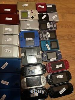 Lot of 45 Nintendo Handhelds Parts & repair Gameboy Color Ds 3ds Advance Sp Psp