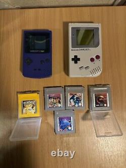 MAKE A OFFER Nintendo Game Boy Grey and Nintendo colour with games