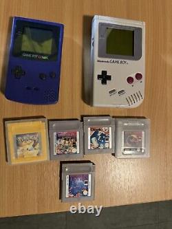 MAKE A OFFER Nintendo Game Boy Grey and Nintendo colour with games