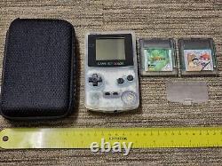 NINTENDO GAMEBOY COLOR CONSOLE BUNDLE Clear + 2 GAME Case Battery Cover CGB-001
