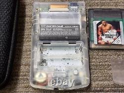 NINTENDO GAMEBOY COLOR CONSOLE BUNDLE Clear + 2 GAME Case Battery Cover CGB-001