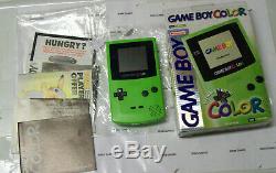 New Screen Nintendo Gameboy Color Kiwi Green Complete In Box