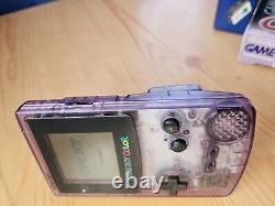 Nintendo CGB-001 Game Boy Color- Purple MINT+GB Adapter, Rec Battery TESTED