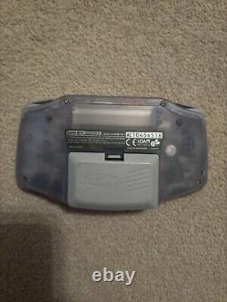 Nintendo Game Boy Advance Handheld System Glacier with Case and Game working