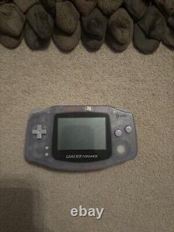 Nintendo Game Boy Advance Handheld System Glacier with Case and Game working