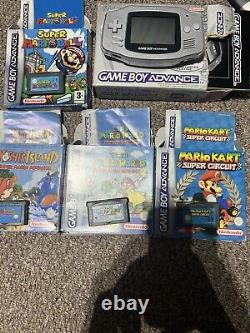 Nintendo Game Boy Advance Platinum Limited Edition With Boxed Mario GBA Games