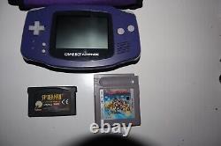 Nintendo Game Boy Advance Purple Handheld System & GameBoy Advance Purple Holder