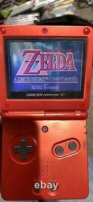 Nintendo Game Boy Advance SP Handheld System, Pokémon Fire Red, Zelda, Etc