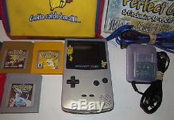 Nintendo Game Boy Color 5 Pokémon Games Edition Gold & Silver Handheld System ++