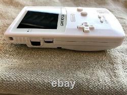 Nintendo Game Boy Color (All White) wFunnyPlaying IPS V2 Logo XL Screen + Case