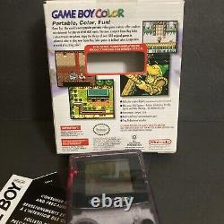Nintendo Game Boy Color Atomic Purple Handheld Console in Box with Manual. Read