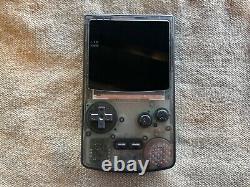 Nintendo Game Boy Color (Black Clear) wFunnyPlaying IPS V2 Logo XL Screen + Case