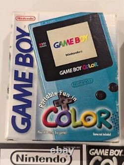 Nintendo Game Boy Color Boxed Teal Manuals & Games Bundle Rare