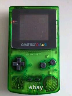 Nintendo Game Boy Color Clear Green Handheld System & Harry Potter Game