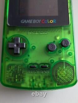 Nintendo Game Boy Color Clear Green Handheld System & Harry Potter Game