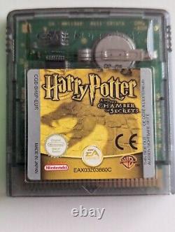 Nintendo Game Boy Color Clear Green Handheld System & Harry Potter Game