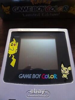 Nintendo Game Boy Color GBC-001 Limited Gold & Silver Pokemon Pikachu Box CIB