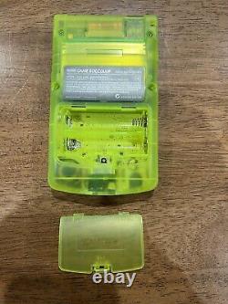 Nintendo Game Boy Color GBC Backlit Mod Larger LCD Screen Neon Green Read Disc
