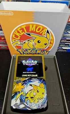 Nintendo Game Boy Color GBC Custom Pokemon Pikachu IPS Backlit Screen