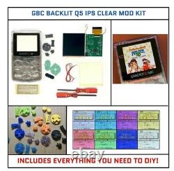 Nintendo Game Boy Color GBC Q5 IPS Backlit KIT CLEAR Shell Button