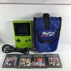 Nintendo Game Boy Color Kiwi Green Handheld System with 4 free games