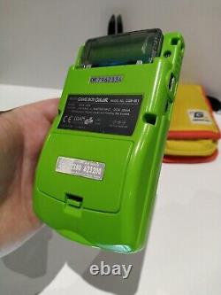 Nintendo Game Boy Color Lime Green Handheld System Bundle + Games + Retro Case