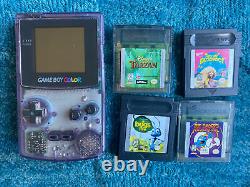 Nintendo Game Boy Color PURPLE + 4 Games Bundle Tested