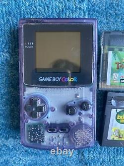 Nintendo Game Boy Color PURPLE + 4 Games Bundle Tested