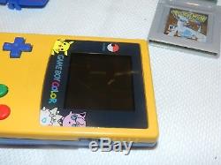 Nintendo Game Boy Color Pokémon Edition Yellow Handheld System + 3 Games Crystal