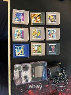 Nintendo Game Boy Color Purple with 9 retro gameboy games. Inc charger and batt