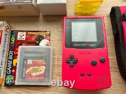 Nintendo Game Boy Color Red Console with Carrying Pouch & Dance Dance Revolution 3