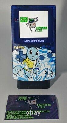 Nintendo Game Boy Color Squirtle Blue Laminated FunnyPlaying V2 Q5 IPS LCD