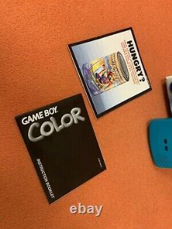 Nintendo Game Boy Color Teal Blue System Console Complete Box CIB With Inserts