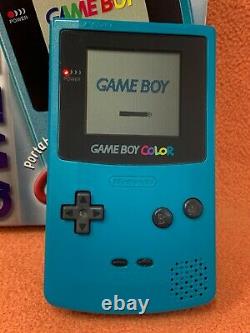 Nintendo Game Boy Color Teal Blue System Console Complete Box CIB With Inserts