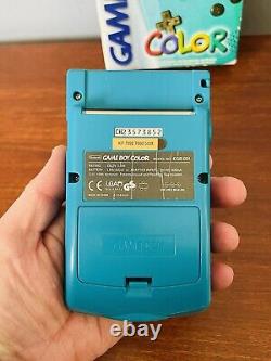 Nintendo Game Boy Color Teal, Boxed with 2 Games Rampage and Wrestlemania