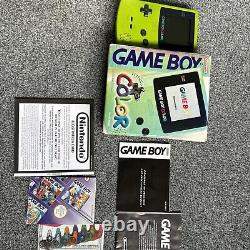Nintendo Game Boy Color Video Game Console Lime Green Kiwi Boxed + All Manuals