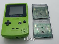 Nintendo Game Boy Colour Lime KiwiGreen Fully Working GBC with 2 games