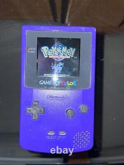 Nintendo Game Boy Handheld System Grape With rare original pokemon crystal game