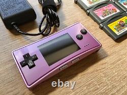Nintendo Game Boy Micro Purple Console OXY-001 with GBA Super Mario Advance Games