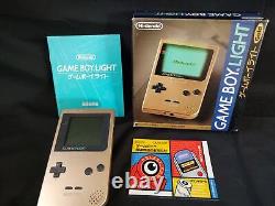 Nintendo Game boy Light Gold color console MGB-101, Manual, and box set-f0903