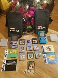 Nintendo GameBoy Color Bundle Teal and Purple with 10 games and storage cases