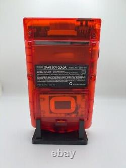 Nintendo GameBoy Color Clear Red, Q5 IPS Screen, CleanJuice Wireless Charging