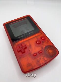 Nintendo GameBoy Color Clear Red, Q5 IPS Screen, CleanJuice Wireless Charging
