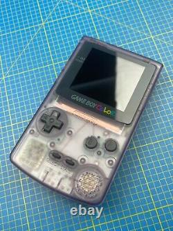 Nintendo GameBoy Color Clear Transparent Purple Grey Buttons Q5 XL IPS Display