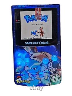 Nintendo Gameboy Color, BLASTOISE Version, POKEMON BLUE, IPS Q5, RGB, Modified