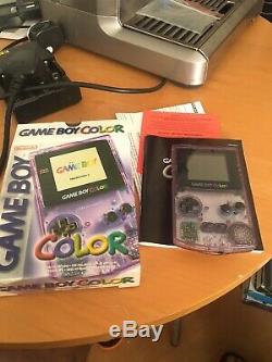 Nintendo Gameboy Color Clear Purple Boxed Manuals And 21 Games