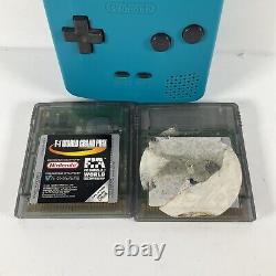 Nintendo Gameboy Color Colour Teal Blue tested working + 2 Games